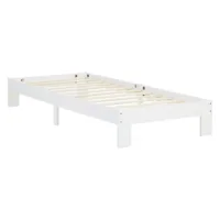 Massivholz Futonbett 90x200 - Einzelbett ohne Kopfteil - Tagesbett in der Farbe: Weiß