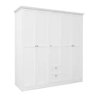 Großer Kleiderschrank 187 cm Breite Weiß 5 Türen - Landhausstil für Ordnung im Schlafzimmer