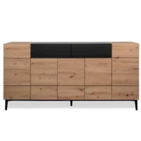 Anrichte Industrial 180 cm Breite - Kommode mit Schublade und fünf Schranktüren - Farbe: Natur Schwarz