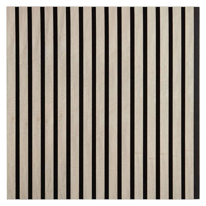 Schallisolierendes 3D Paneel 60x60 cm - Holz Lamellen in Grau auf Filz in Schwarz