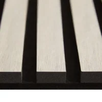 Schallisolierendes 3D Paneel 60x60 cm - Holz Lamellen in Grau auf Filz in Schwarz