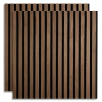 Zwei Lärmdämpfende 3D Akustikpaneele 60x60 cm - Wandverkleidung in Braun auf Filz in Schwarz