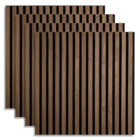 Vier Lärmdämpfende 3D Akustikpaneele 60x60 cm - Wandverkleidung in Braun auf Filz in Schwarz