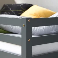 Geprüfte Retourware - Kinderbett 90×200 cm - Hochbett aus Kiefernholz in Grau mit Leiter