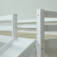 Geprüfte Retourware - Kinderbett 90×200 cm Holz - Hochbett in Weiß mit Leiter und Rutsche