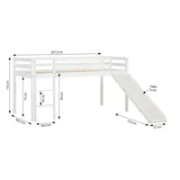 Kinderbett 90x200 - Hochbett mit Rutsche und Leiter - Farbe: Weiß