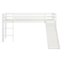 Kinderbett 90x200 - Hochbett mit Rutsche und Leiter - Farbe: Weiß