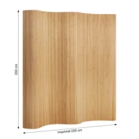 Raumtrenner 250 cm Breite 200 cm Höhe - Sichtschutz aus Bambus im Wellenformat - Farbe: Braun