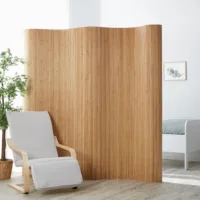 Raumtrenner 250 cm Breite 200 cm Höhe - Sichtschutz aus Bambus im Wellenformat - Farbe: Braun