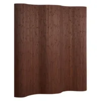 Bambusraumteiler 250 cm Breite 200 cm Höhe - Paravent in Wellenform - Farbe: Dunkelbraun