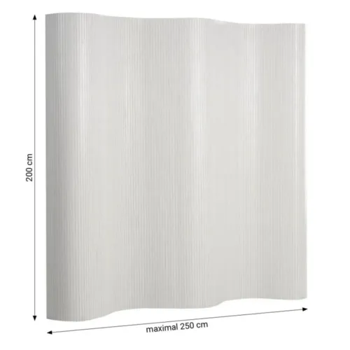 Sichtschutz 250 cm Breite 200 cm Höhe - Bambus Trennelement in Wellenform - Farbe: Weiß