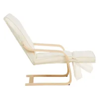 Geprüfte Retourware - Relaxstuhl mit verstellbarer Fußstütze – Schwingstuhl in Natur mit Stoff in Creme Beige