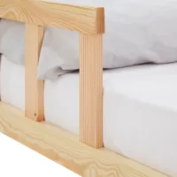 Bodenbett im Montessori Design 120×200 - Echtholz Kinderbett mit Gitterschutz – Farbe: Natur