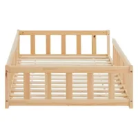 Montessori-Bett für kleine Erkunder - Vollholz-Bodenbett 90x200 für erholsame Zeiten - Farbe: Natur