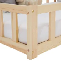 Montessori-Bett für kleine Erkunder - Vollholz-Bodenbett 90x200 für erholsame Zeiten - Farbe: Natur