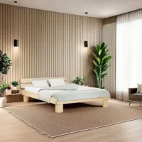 Balkenbett Vollholz - Doppelbett in Natur - 140x200