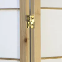 Raumteiler große Quadrate - Paravent 3 teilig aus Holz - Reispapier in Weiß - Farbe: Natur