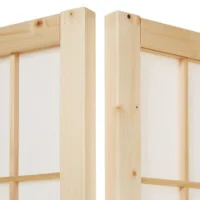 Raumteiler kleine Quadrate - Paravent 3 teilig aus Holz - Reispapier in Weiß - Farbe: Natur