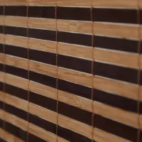 Raumteiler - Paravent 3 teilig aus Holz und Bambus mit Reispapier in Weiß - Farbe: Braun