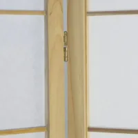 Raumteiler große Quadrate - Paravent 4 teilig aus Holz - Reispapier in Weiß - Farbe: Natur
