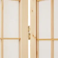 Raumteiler kleine Quadrate - Paravent 4 teilig aus Holz - Reispapier in Weiß - Farbe: Natur