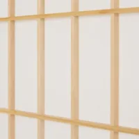 Raumteiler kleine Quadrate - Paravent 5 teilig aus Holz - Reispapier in Weiß - Farbe: Natur