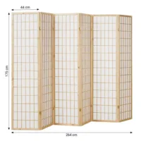 Raumteiler kleine Quadrate - Paravent 6 teilig aus Holz - Reispapier in Weiß - Farbe: Natur