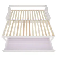Ausziehbett 2x 90x200 - Einzelbett und Doppelbett aus Holz mit Bettschublade - Farbe: Weiß