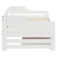 Ausziehbett 2x 90x200 - Einzelbett und Doppelbett aus Holz mit Bettschublade - Farbe: Weiß