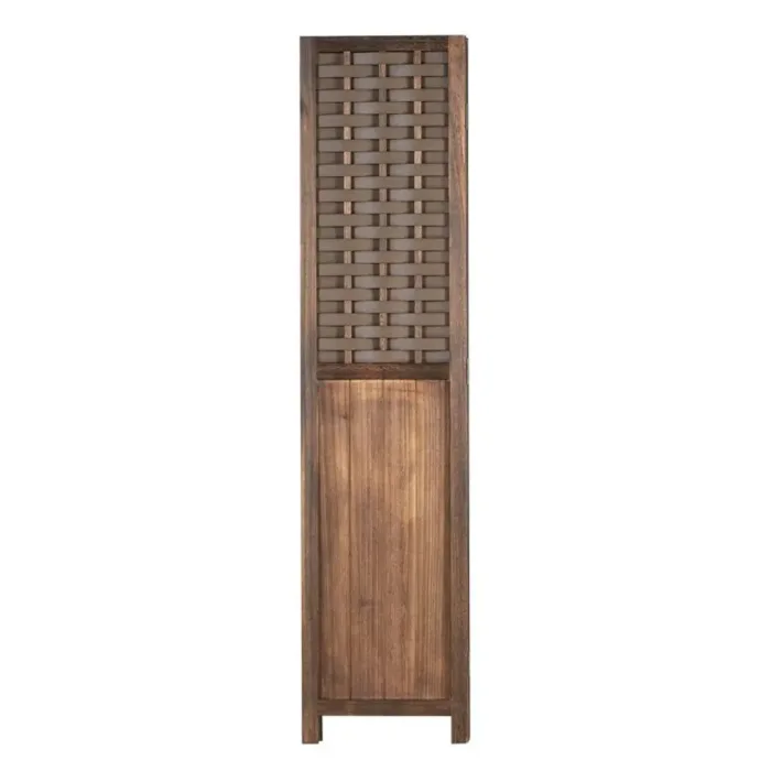 Geprüfte Retourware - Paravent Raumteiler 3-teilig, 120x170 cm - Raumtrenner mit Rattanoptik Elemente in Braun