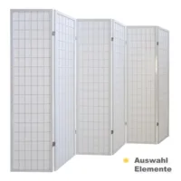 Raumteiler kleine Quadrate - Paravent 3-6 teilig aus Holz - Reispapier in Weiß - Farbe: Weiß
