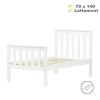 Kinderbett 70x140 - Juniorbett mit hohem Kopf- und Fußteil - Farbe: Weiß