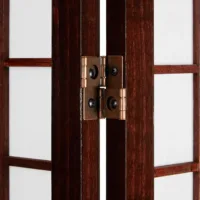 Raumteiler - Paravent 4 teilig - Höhe 200 cm aus Holz und Bambus mit Reispapier Weiß - Farbe: dunkles Braun