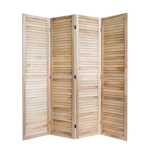 Geprüfte Retourware - Paravent Raumteiler 4-teilig, 160x170 cm - Holz Trennwand mit Holzlamellen in Natur