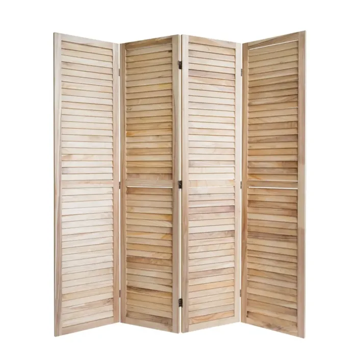 Geprüfte Retourware - Paravent Raumteiler 4-teilig, 160x170 cm - Holz Trennwand mit Holzlamellen in Natur