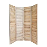 Geprüfte Retourware - Paravent Raumteiler 4-teilig, 160x170 cm - Holz Trennwand mit Holzlamellen in Natur