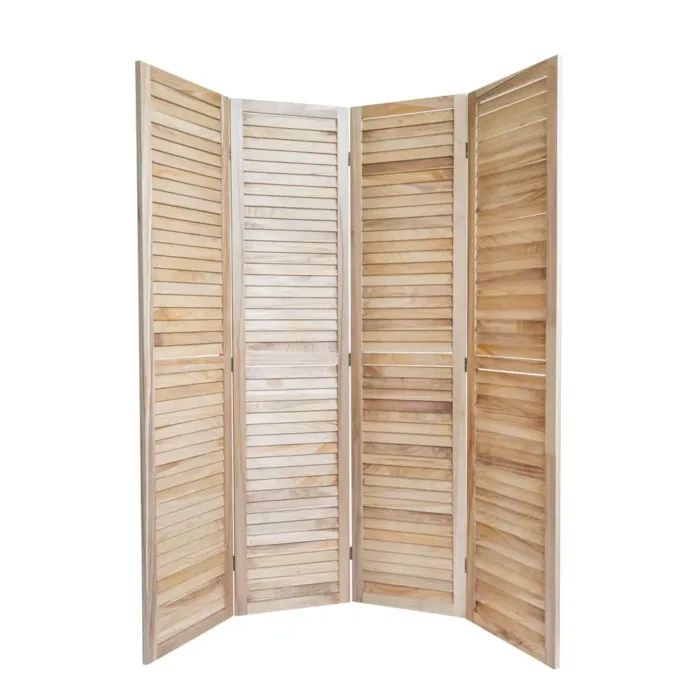 Geprüfte Retourware - Paravent Raumteiler 4-teilig, 160x170 cm - Holz Trennwand mit Holzlamellen in Natur