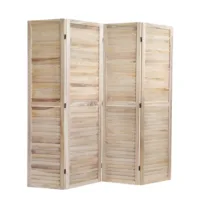 Geprüfte Retourware - Paravent Raumteiler 4-teilig, 160x170 cm - Holz Trennwand mit Holzlamellen in Natur