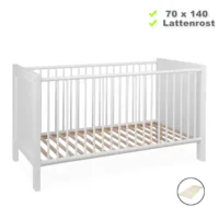 Babybett 70x140 - Gitterbett mit Rausfallschutz - Farbe: Weiß