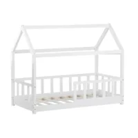 Hausbett 80x160 - Kinderbett mit Rausfallschutz - Farbe: Weiß