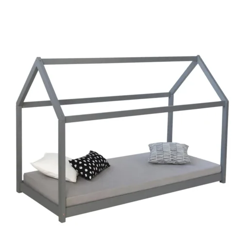 Hausbett 80x160 - Kinder- und Juniorbett - Farbe: Grau