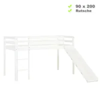 Kinderbett 90x200 - Hochbett mit Rutsche und Leiter - Farbe: Weiß