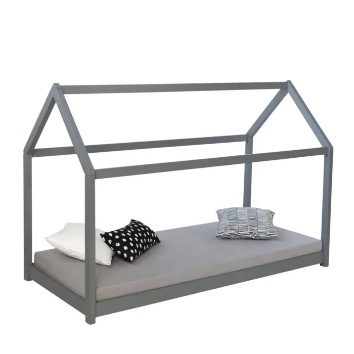 Hausbett 90x200 - Kinder- und Jugendbett - Farbe: Grau