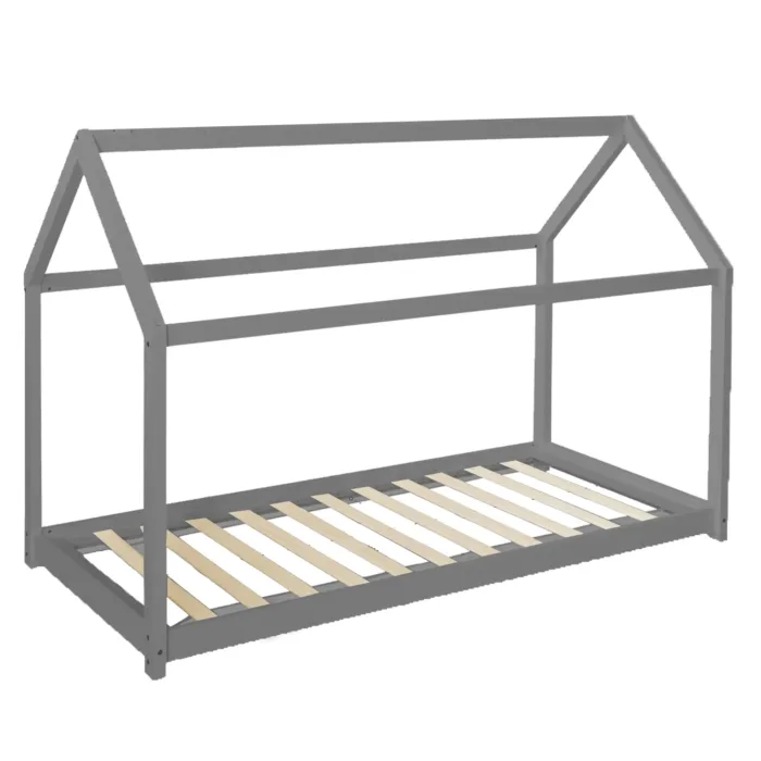 Hausbett 90x200 - Kinder- und Jugendbett - Farbe: Grau