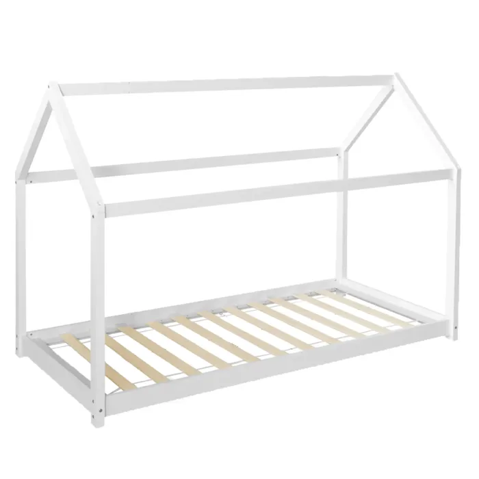 Hausbett 90x200 - Kinder- und Jugendbett - Farbe: Weiß