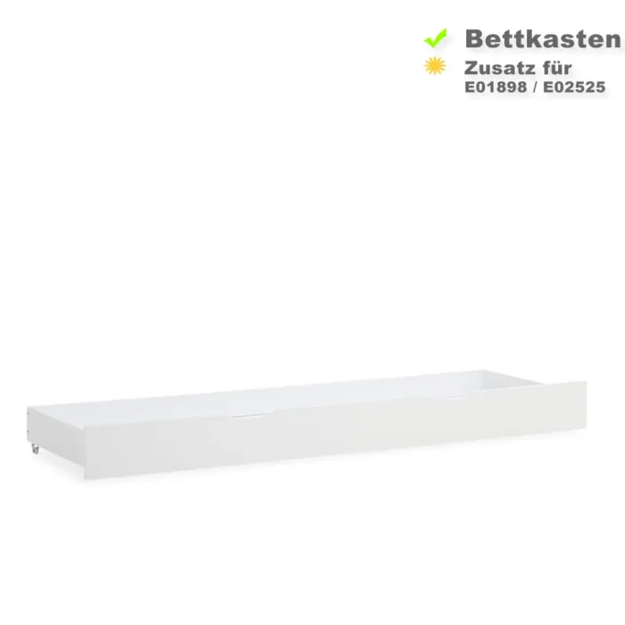 Bettschublade für mehr Stauraum unter dem Bett - Bettkasten mit Rollen - Farbe: Weiß