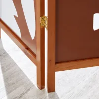 Raumteiler mit Holzmuster 130x175 cm - Paravent 3 teilig aus Holz und Shoji Reispapier - Farbe: Braun