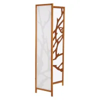 Raumteiler mit Holzmuster 130x175 cm - Paravent 3 teilig aus Holz und Shoji Reispapier - Farbe: Braun