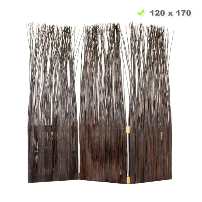 Raumteiler Naturprodukt 120 x 170 cm - Paravent 3 teilig aus Weide Holz Geflecht - Farbe: Natur Braun