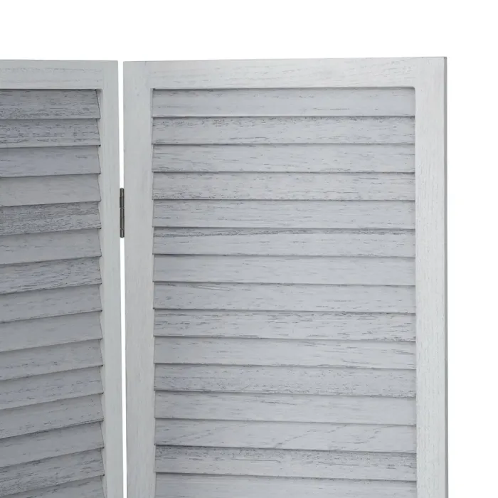 Raumteiler im Used-Look 120x170 cm - Paravent 3 teilig aus Holz und Holzlamellen - Farbe: Grau